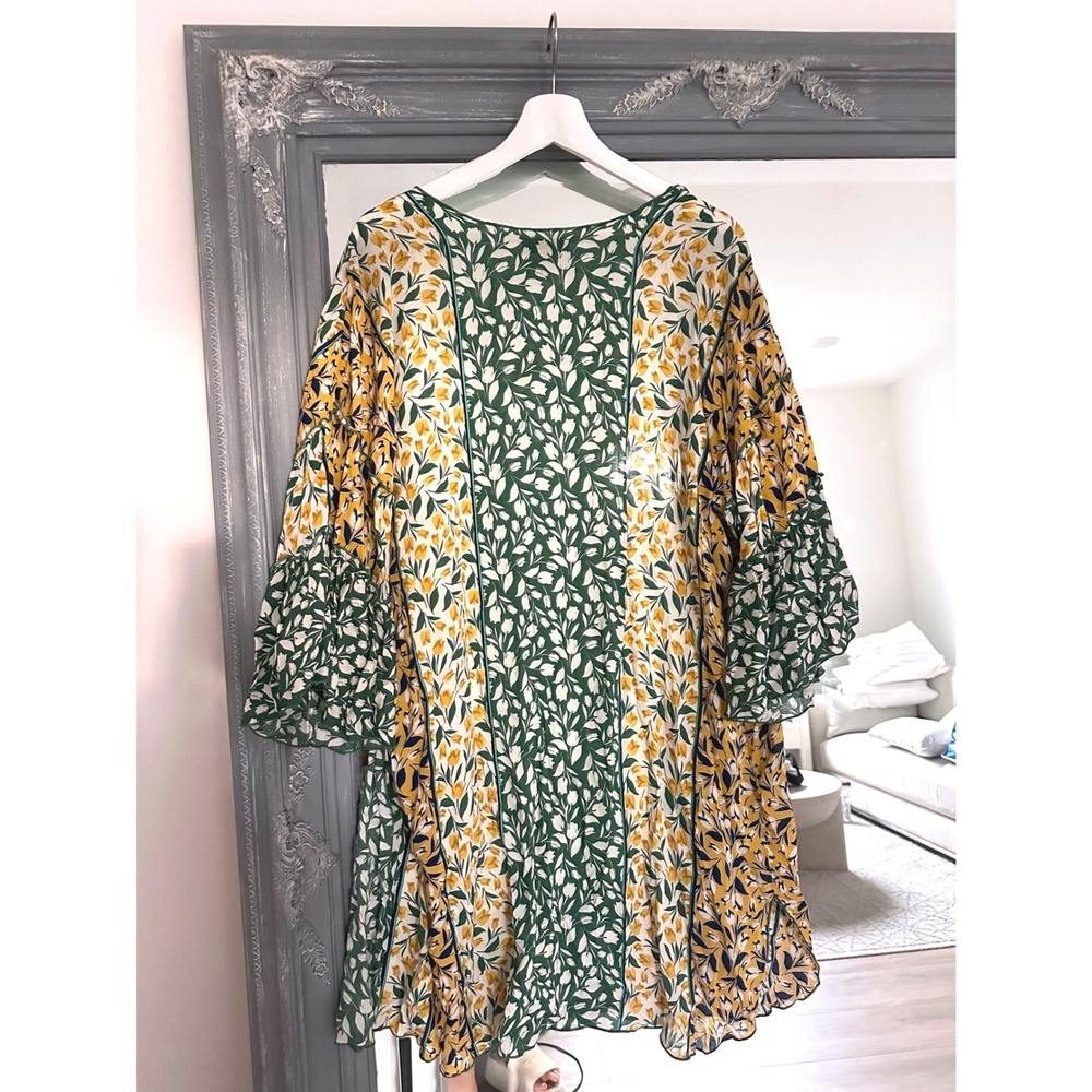 Democracy Colorful Tulip Print Kimono Cardigan Open Front Ruffle Bell Sleeve S/M - Picture 5 of 8